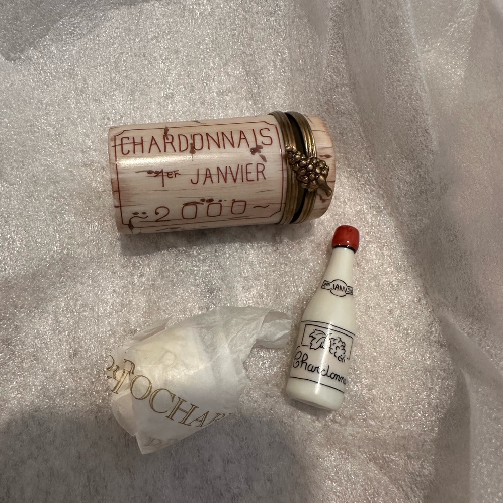 Limoges Chardonnay Wine Bottle Trinket Box